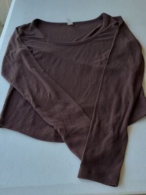 Long Sleeve Ribbed Tee - Dark Brown
